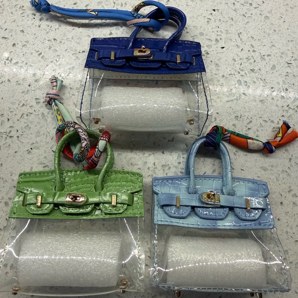Bundle of 3, Brand New Mini Designer Inspired Bags w/ Faux Croc and Clear Body
